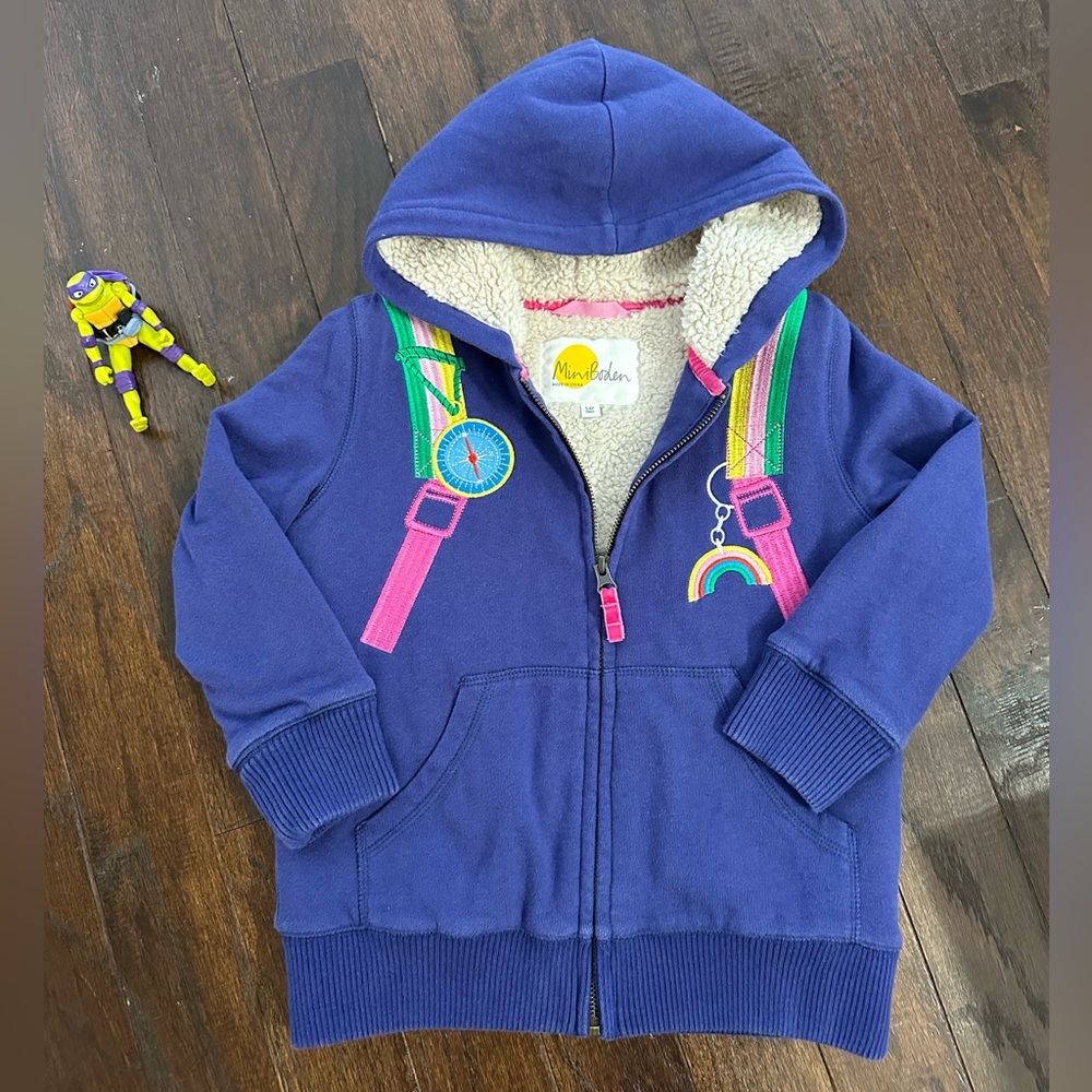 Mini Boden Sherpa lined backpack hoodie